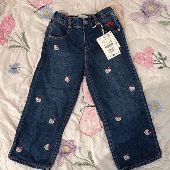 Zara Other - Hello Kitty Embroidered Dark Blue Denim Kids Jeans